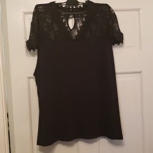 Black lace-top INC blouse